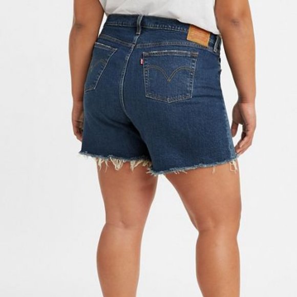 LEVI'S 501 Denim Shorts High Rise Fitted Through Hip 20W - Picture 2 of 7